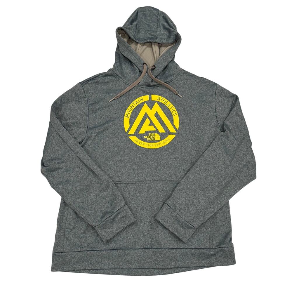 The North Face Men's XL Mountain Athletics Blue Gray Graphic Pullover Hoodie EUC